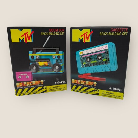 MTV Brickcraft Boom Box & Cassette Brick Building Sets Factory Sealed Retro - Picture 1 of 6